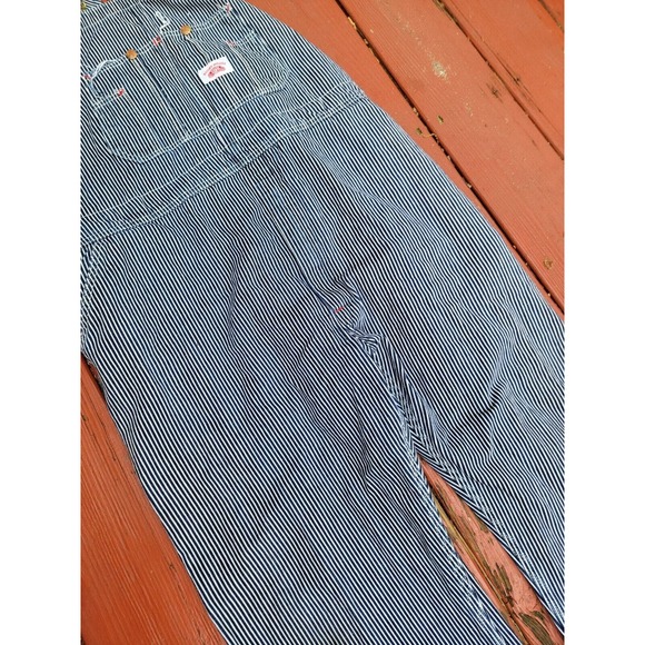 Round House Overall Bibs Hickory Striped Engineer Railroad USA Made 46x30 - Picture 4 of 12